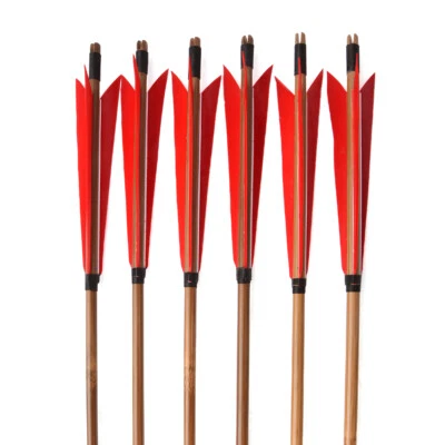 6/12pcs Bamboo Arrows Turkey Feathers Longbow Target Archery Recurve Bow Hunting - Image 1 of 4