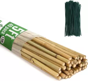 40 Pack Bamboo Stakes 5Ft Bamboo Sticks Garden Stakes Poles w/200pcs Twist Ties - Picture 1 of 6