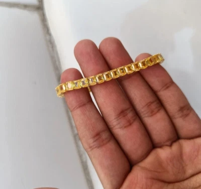 14 克拉 Radiant Lab 创建黄水晶女式网球手链 14K 镀黄金 — 第 1/4 张图片