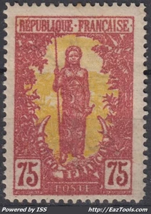 CONGO : 75c LIE DE VIN SUR JAUNE N° 38 NEUF * GOMME TRACE DE CHARNIERE - Picture 1 of 2