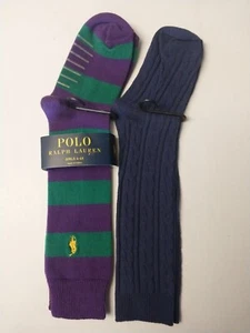 Girls 4-6x Polo RALPH LAUREN Cable knit Striped PURPLE Knee High Socks , 2 Pair - Picture 1 of 6