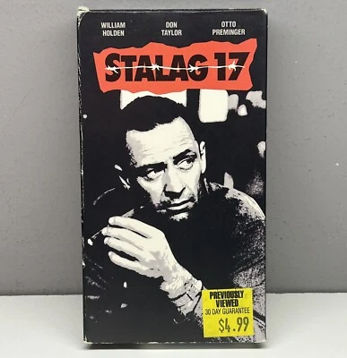 Stalag 17 VHS 1952 Video Tape Holden Graves Preminger POW's WWII Blockbuster VTG Foto 1 de 4