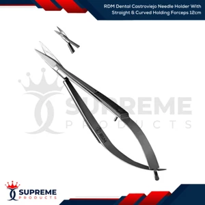 RDM Dental Castroviejo Needle Holder With Straight & Curved Holding Forceps 12cm - Picture 1 of 1