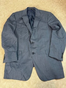 Samuelsohn Mens Sb Greenwic 100% Wool Button Pockets Blue Suit Jacket 44 Long - Picture 1 of 11