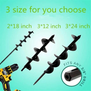 NEW Garden Auger Spiral Drill Bit Planting Post Hole Digger Planter Bulb 3"x12" - Picture 1 of 9