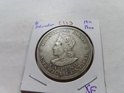 C113 El Salvador 1911 Peso Plata XF Foto 1 de 2
