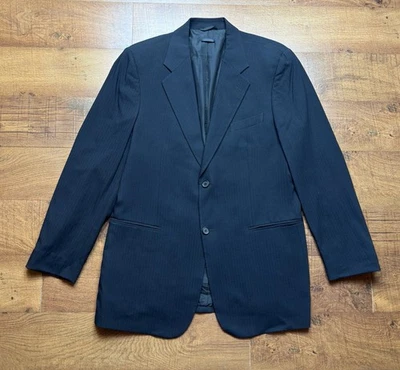 Casaco esportivo masculino Giorgio Armani preto lã espinha de peixe Itália blazer tamanho 48L - Imagem 1 de 4