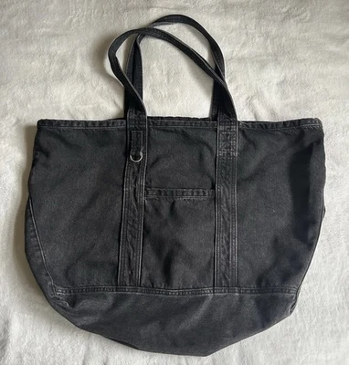 Bolso de Mano H&M Lavado Negro Denim Grande Slouchy con Dos Bolsillos Foto 1 de 4