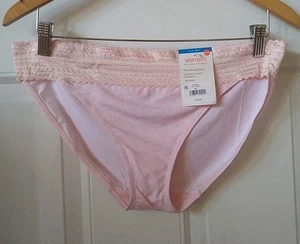 WARNER'S PINK AND FLORAL MICROFIBER WITH LACE BIKINI PANTY, SIZE XL - Picture 1 of 3