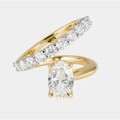 Oval Diamond Wrap Band 2 Ct IGI GIA HRD Lab Grown 14k Multi tone Gold Sizable - Image 1 of 4