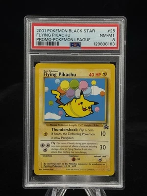 Flying Pikachu #25 Black Star Promo Pokemon League 2001 PSA 8  🎈☁️ - Image 1 of 2