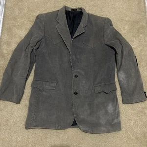 Giacca blazer vintage Circle S 46 lunga grigia velluto a coste Rockabilly cappotto western - Foto 1 di 24