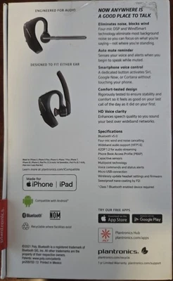 POLY Plantronics Voyager 5220 Noise Cancelling Bluetooth Headset USED IN BOX - Image 1 of 3