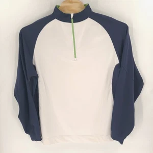 Footjoy Jacket Mens Extra Large White FJ Blue Sleeves Quarter Zip Nylon - Picture 1 of 9