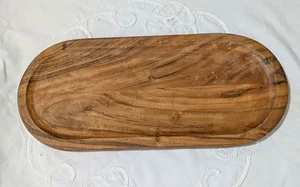 Vintage Cheese Serving Board Oval Teak Wood Serving Country Kitchen - Picture 1 of 6