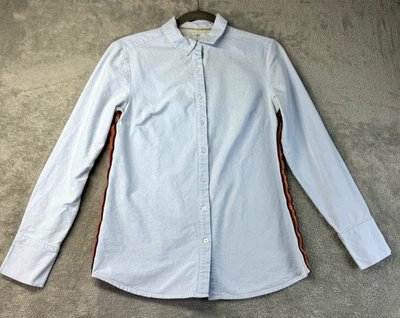 Camisa Boden feminina EUA 6 azul manga longa detalhe listrado com botões algodão - Imagem 1 de 4