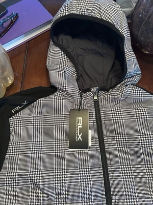 RLX Golf Ralph Lauren $268 Hybrid Jacket Hoodie Black 7858931192001 Size Large - Image 1 of 4