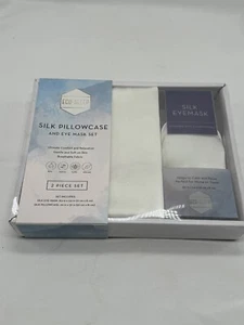 Eco-Sleep Real Silk Bright White Luxury Soft Pillowcase & Eye Mask Gift - Picture 1 of 6