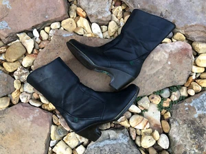 El Natura Lista Black Leather Heeled Boot Womens Sz EU 37/US 6.5 - Picture 1 of 12