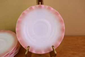 Hazel Atlas MGM Crinoline Pink Saucer (s) Ripple Milk Glass - Picture 1 of 4