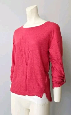 Blusa Top Camisa Para Mujer Adrienne Vittadini 100% Lino Manga 3/4 Talla M Foto 1 de 4