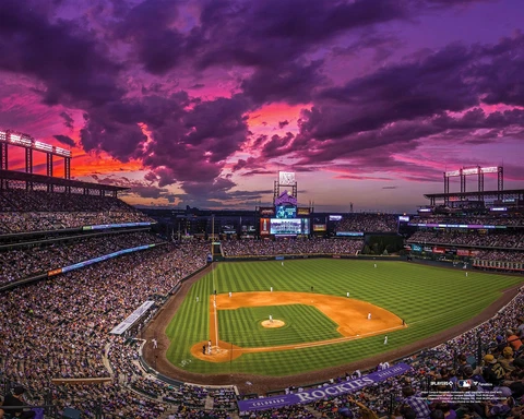 Coors Field Colorado Rockies Unsigned Sunset General View Photograph Cover