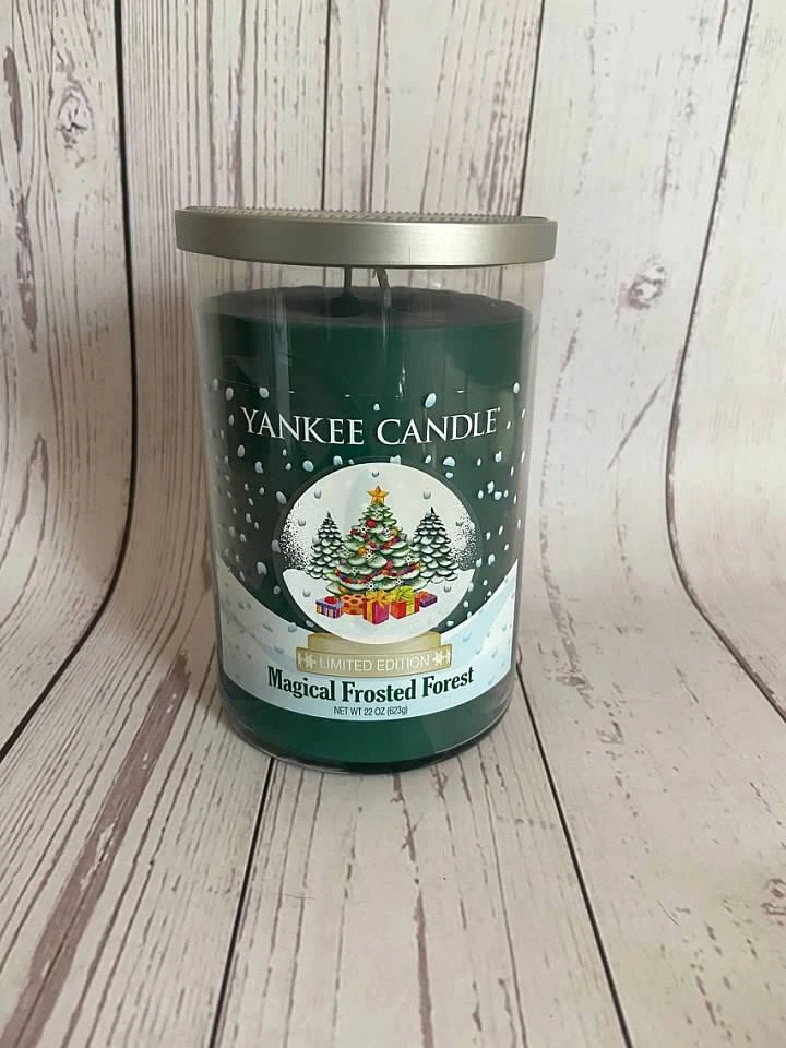 New YANKEE CANDLE 20 oz Tumbler MAGICAL FROSTED FOREST Original Retired 2 Wicks - Image 1 of 1