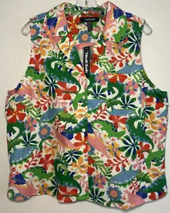 ModCloth Tropical Floral Print Button-Up Sleeveless Vest XL Statement Piece - Picture 1 of 5
