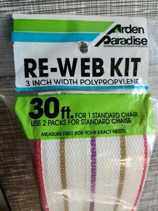 Arden Paradise Lawn Chair re webbing 30ft by 3in wide white red gold purple - Picture 1 of 5