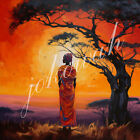 Dekobild Afrikanische Frau Sonnenuntergang Wandbild Afrika Dekofliese Wandfliese