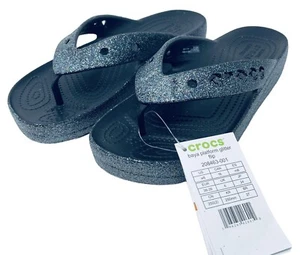 Crocs Baya Platform Glitter Flip Black Noir Women’s 8, 10 NEW - Picture 1 of 6
