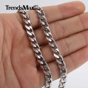 6mm Stainless Steel Chain Necklace Silver Cuban Curb Link Jewelry 18-30" - Picture 1 of 4
