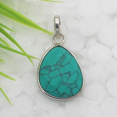 Silber Türkis Halskette 925 Sterling Handmade Edelstein Schmuck Geschenk für Sie - Bild 1 von 2