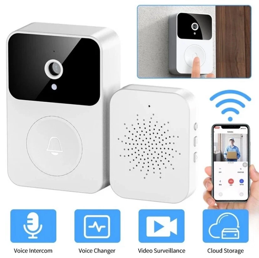 Interphone Vidéo Sonnette Sans Fil Étanche app avec Caméra WiFi Accueil Sécurité - Photo 1/4