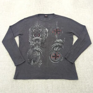 Vintage MMA Elite Waffle Shirt Mens XL Cross Salvation Punk Goth Grunge Y2K - Picture 1 of 10