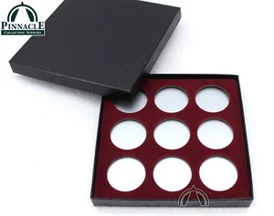 Box for 9 US Half Dollars in Airtite Model T Direct Fit Coin Capsules / Burgundy - Imagen 1 de 8