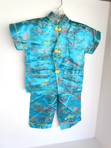 Child's 2 Piece Asian Silk Jacket and Pants Size 20 Made in Hong Kong Vintage - Picture 1 of 6
