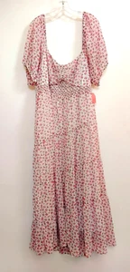 NWT Arula C Plus 3X Maxi Dress Floral Smocked Puff Sleeve Cottage Boho Pink - Picture 1 of 7