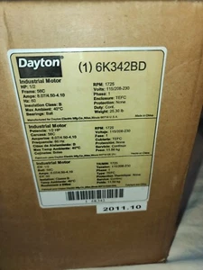 NEW DAYTON 6K342BD 1/2 H.P. INDUSTRIAL MOTOR 115/208 V 1 PHASE 1725 RPM WIRED - Picture 1 of 3
