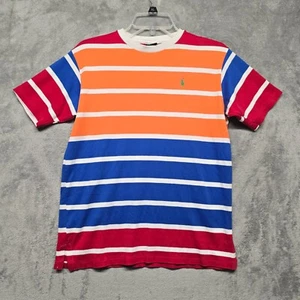 VTG Y2K Polo by Ralph Lauren Shirt Womens Sz Large Red Orange Blue Stripe Cotton - Picture 1 of 12
