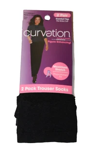 Curvation Curvaceous 1 Comfort Top Black Maximum Stretch  2- Trouser Socks  3501 - Picture 1 of 4