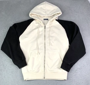 Brandy Melville Hoodie Two-Tone Oversized Hoodie One Size Cream Black - Picture 1 of 10