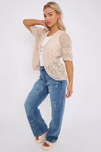 Womens Tie Up Open Front Shrug Ladies Knitted Cropped Bolero Short Cardigan Top - Picture 1 of 27