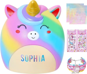 Piggy Bank Girls Unicorn Piggy Banks Cute Unbreakable Resin Coin Money Bank with - Picture 1 of 12