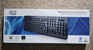 Adesso AKB-132UB Multimedia Desktop Keyboard Black - Picture 1 of 5