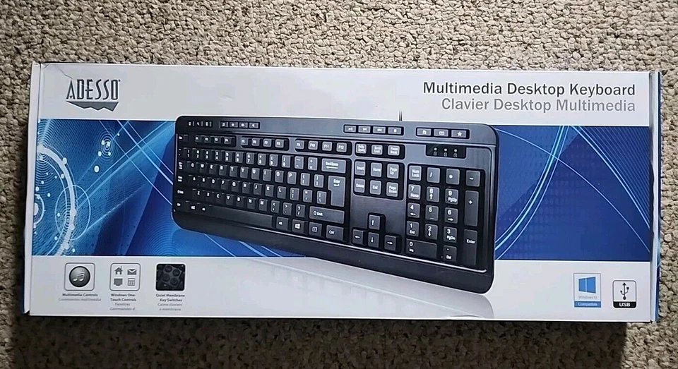 Adesso AKB-132UB Multimedia Desktop Keyboard Black - Image 1 of 4