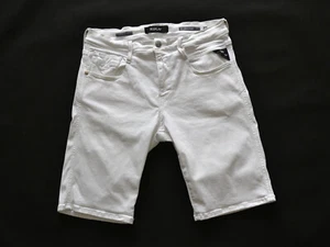 REPLAY NEW ANBASS SHORT Hyperflex Mens Shorts Denim pantaloncini da uomo taglia W30 bianco - Foto 1 di 4