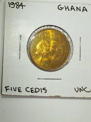 1984 Ghana 5 Cedis coin uncirculated - Image 1 of 2