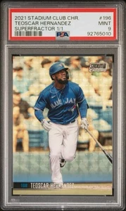 Topps Stadium Club 2021 cromado Teoscar Hernández Superfractor 1/1 PSA 9 - Imagen 1 de 2