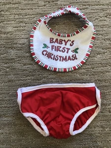 Build A Bear Baby’s 1st Christmas Holiday rot & weiß Lätzchen & Windelset - Bild 1 von 2